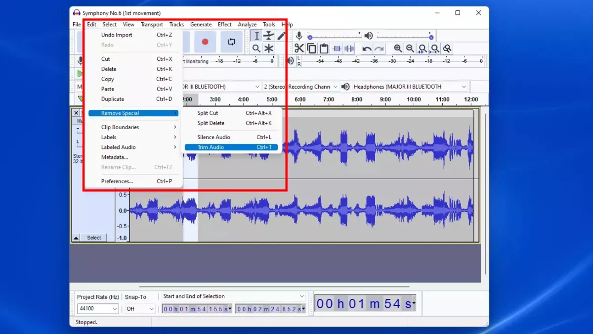 Как обрезать файл MP3 с помощью Audacity: