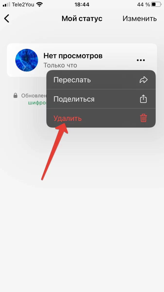 Как удалить свой статус WhatsApp на iPhone