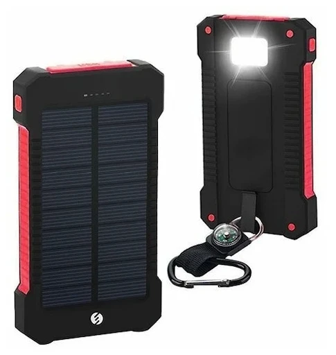 Внешний аккумулятор powerbank 5000 mAh с солнечной панелью/фонарь