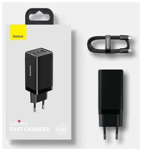 6. Baseus GaN3 Pro Fast Charger 2C+U – лучшее компактное зарядное устройство и адаптер для путешествий USB-C PD мощностью 65 Вт