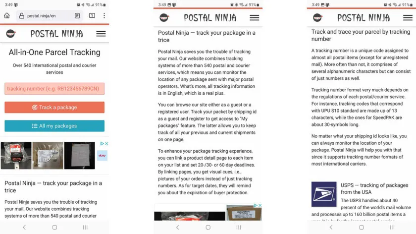 Веб-приложения, такие как Postal Ninja
