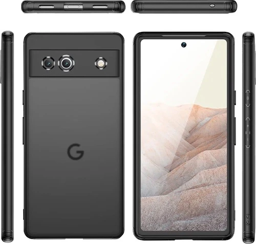 Чехол WLONS для Google Pixel 7a черный с прозрачной матовой задней панелью