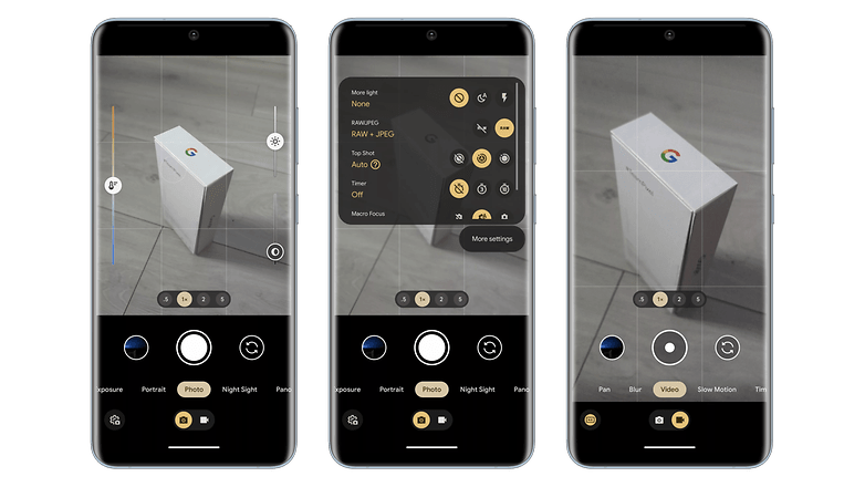Предварительный дизайн интерфейса камеры для Google Pixel 8 и Pixel 8 Pro, работающих на Android 14. / © Android Authority