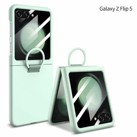 Чехол для Samsung Galaxy Z Flip 5 с кольцом и защитой внешнего дисплея